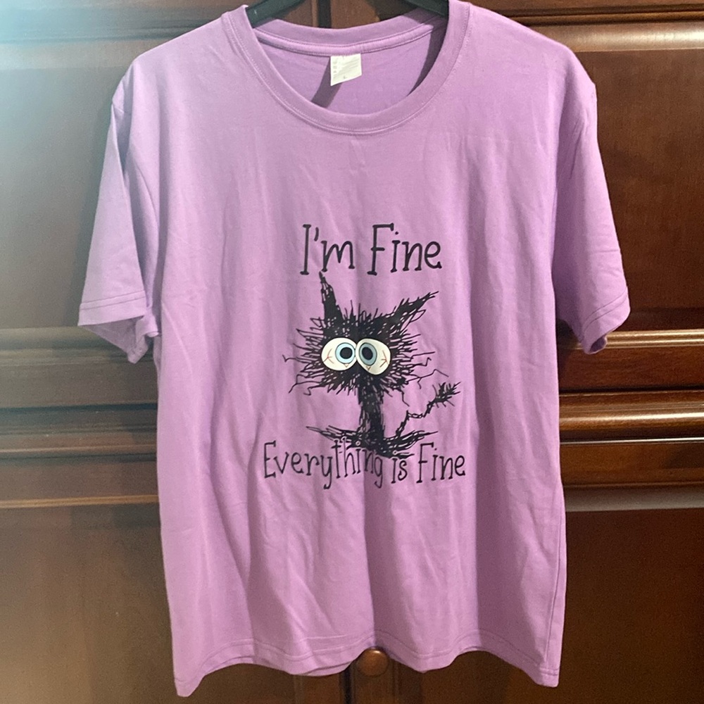 Teacher shirt Purple “Everything is fine” Tshirt Large